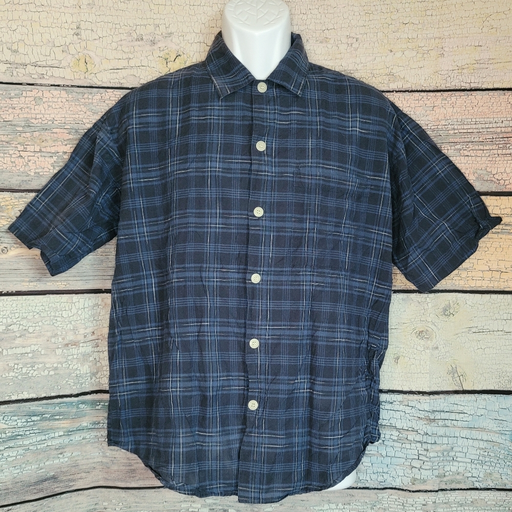 Mens blue plaid shirt